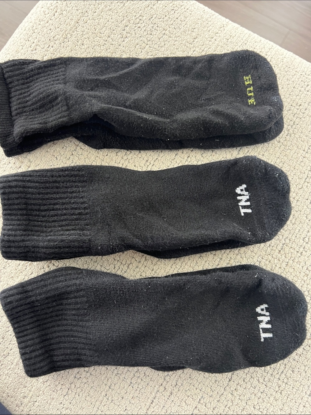 TNA Black Athletic Crew Socks with Subtle Logo